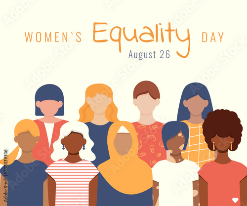 Banner for Women's Equality Day. Faceless vector illustration.