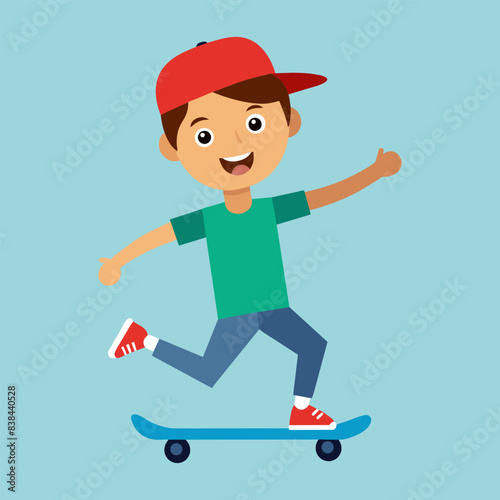 Skateboarding boy illustration