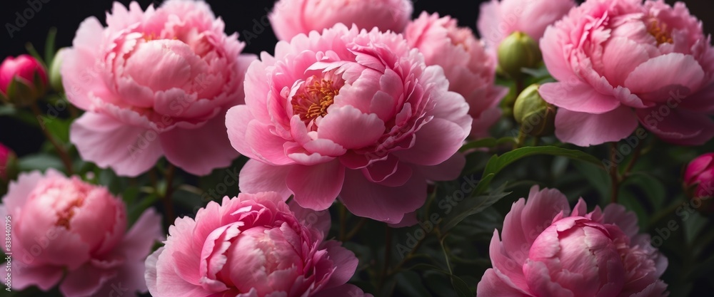 Beautiful pink peony flowers closeup Copy space. Beautiful pink peony flowers closeup Copy space.