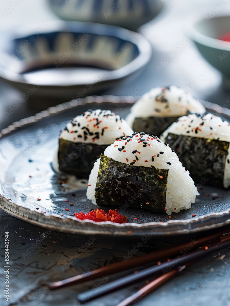 A plate of onigiri japanese food A plate of onigiri japanese food