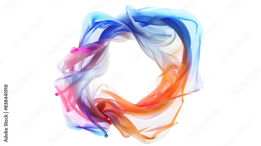 Fototapeta premium Rainbow colors circle swirl watercolor illustration isolated on white background. Dynamic spiral composed abstract shape
