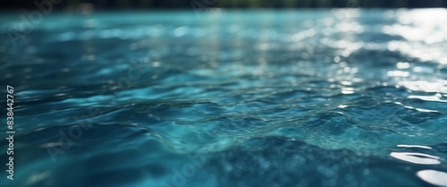 Abstract background of blue water surface close up.