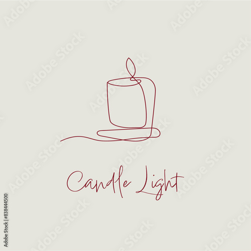 One line - Darstellung einer Kerze, als Logo, Titel, Designelement 