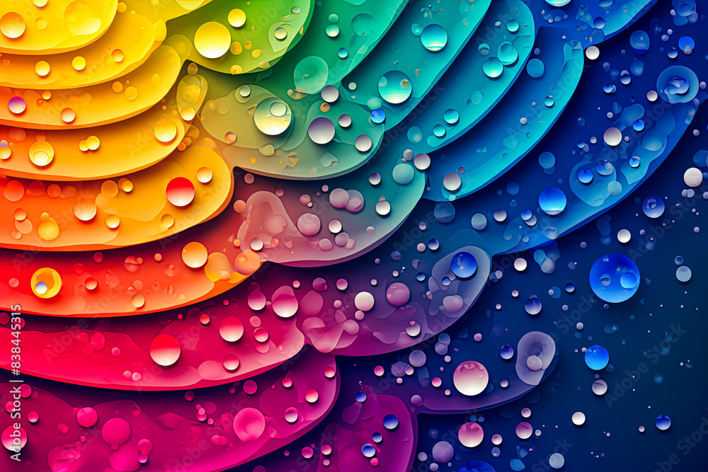 Obraz premium A rainbow with drops of water on it.