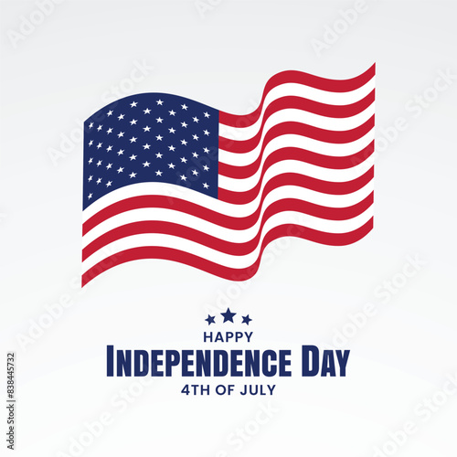 Happy 4th of July, independence day of USA. greeting card, background, banner american national flag. Vector illustration