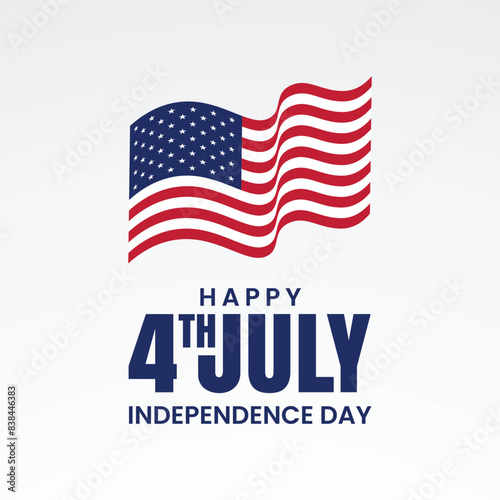 Happy 4th of July, independence day of USA. greeting card, background, banner american national flag. Vector illustration