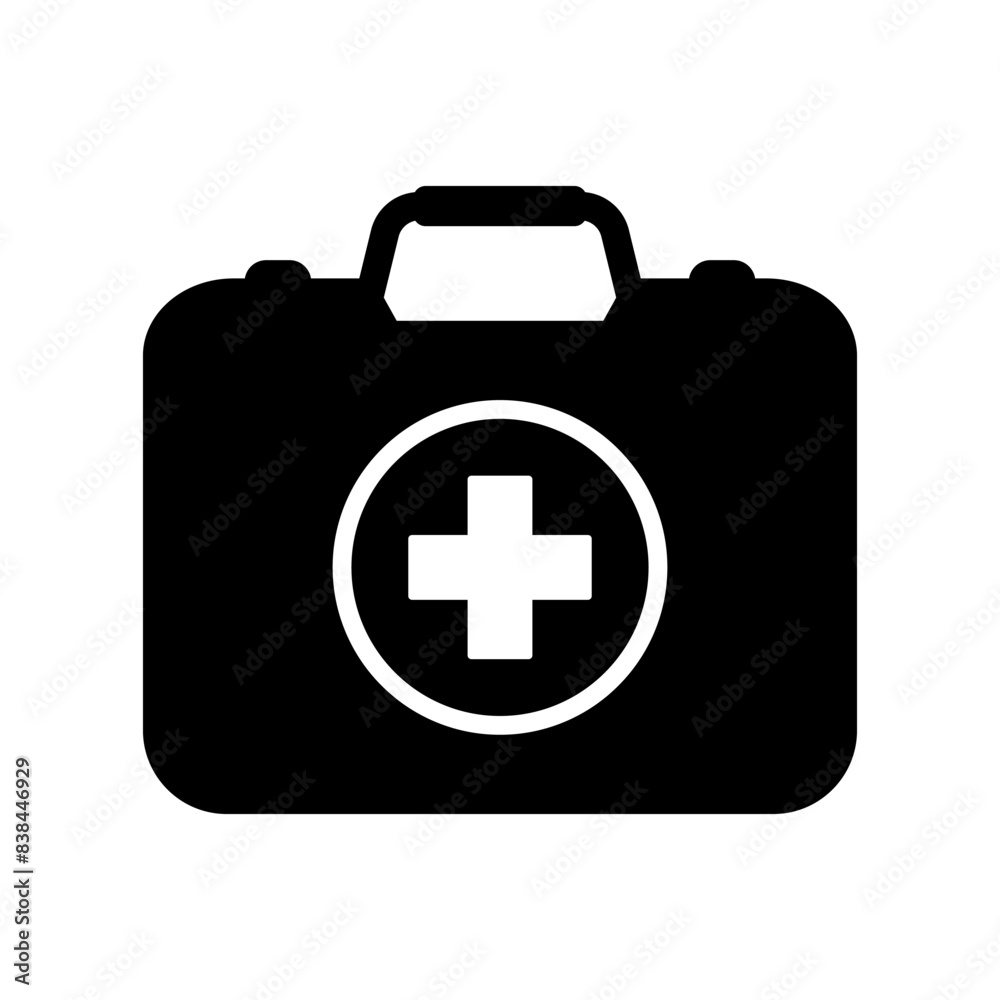 First aid box icon, medical briefcase icon isolated.