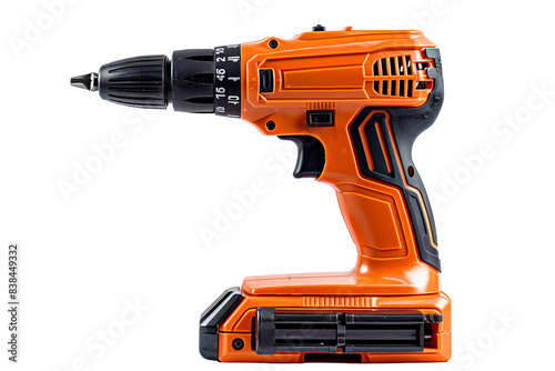 Bright orange cordless power drill with black accents, ideal for home improvement, construction, and DIY projects.