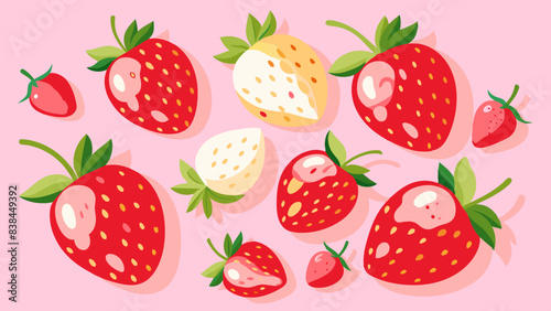 Ripe strawberries on a pastel background with copy space, evoking freshness