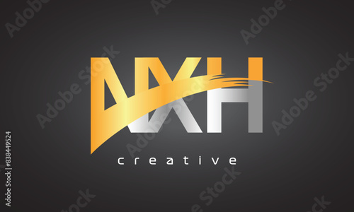 NXH Creative letter logo Desing with cutted letter