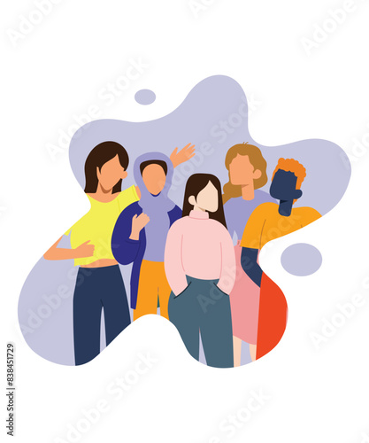 Minimalist Flat Style Art Of 5 Diverse People Vectors Showing Inclusion