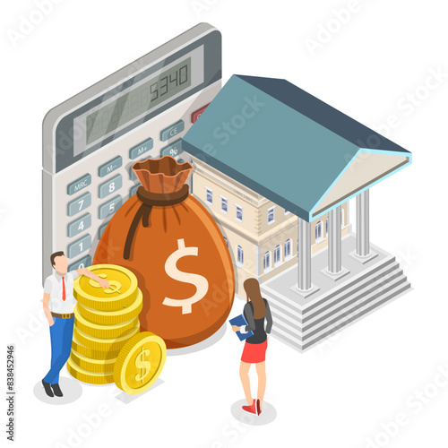3D Isometric Flat Illustration of Funding, Grants And Incentives, Government Finance. Item 3