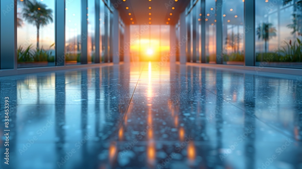 Modern Office Corridor with Blurred Background Generative AI Modern Office Corridor with Blurred Background Generative AI