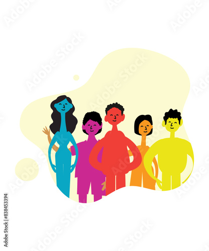 Minimalistic Flat Style Art Of 5 People Vectors Showing Diversity And Inclusion