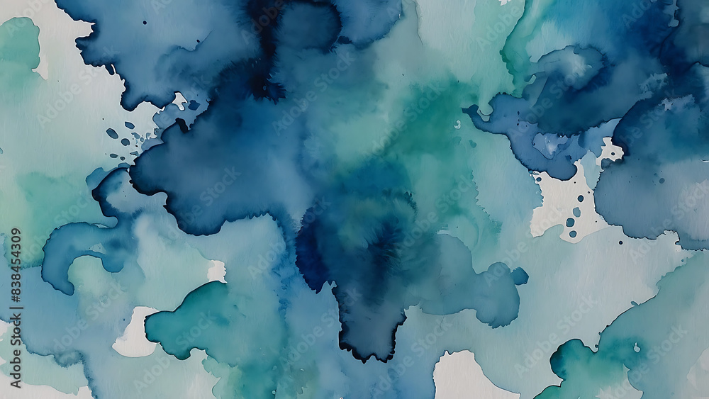 Obraz premium Blue and Green Abstract Watercolor Background - Artistic Colorful Texture