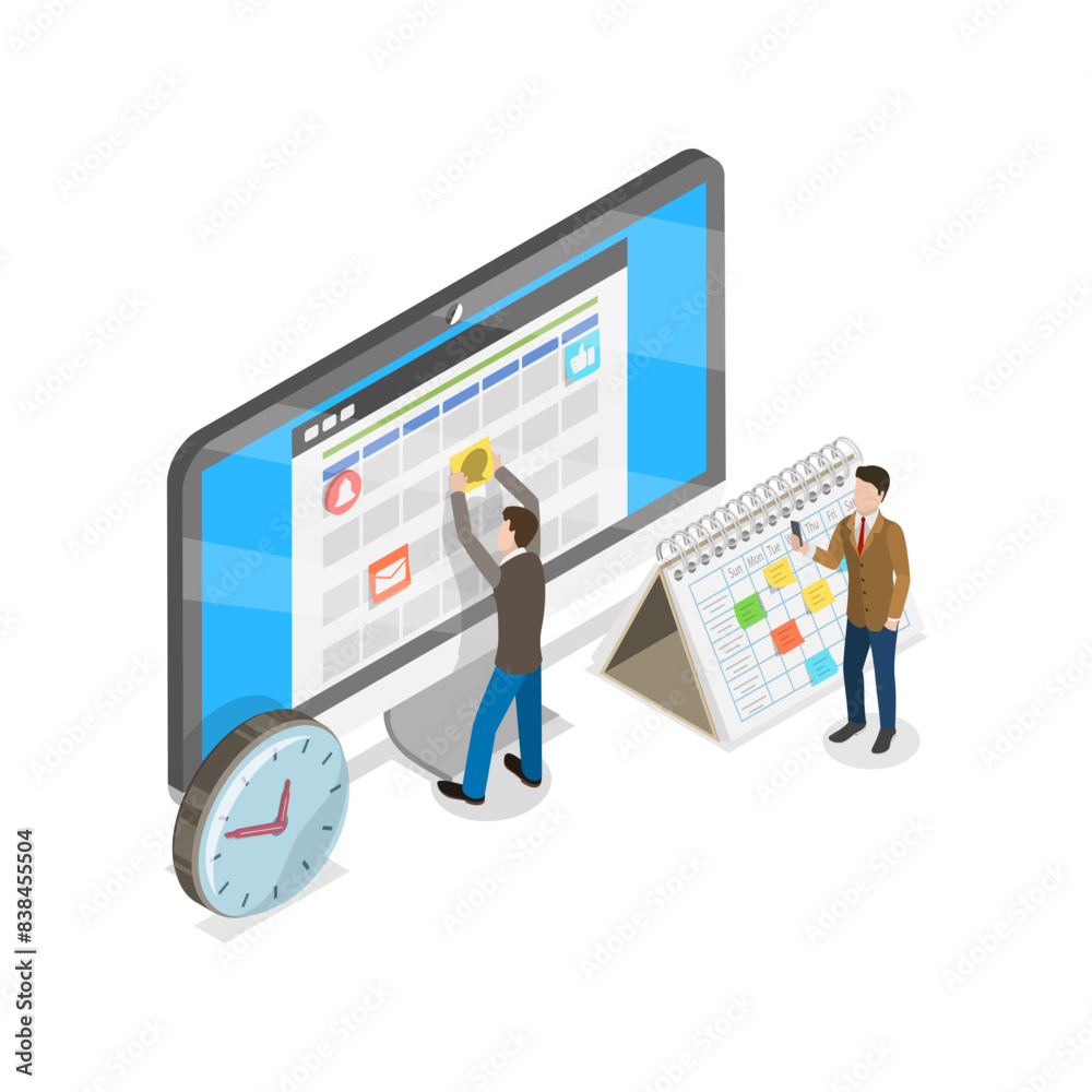 3D Isometric Flat Illustration of Schedule Planning, Appointments and Events. Item 1 3D Isometric Flat Illustration of Schedule Planning, Appointments and Events. Item 1