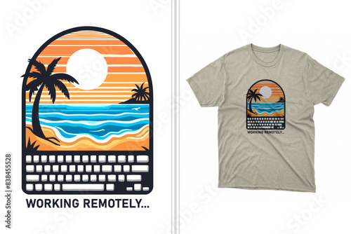 working remotely vacation t-shirt design and artwork