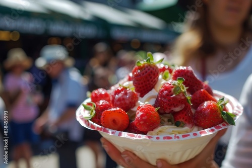 Traditional Strawberries and Cream Enjoyed by Fans at Wimbledon