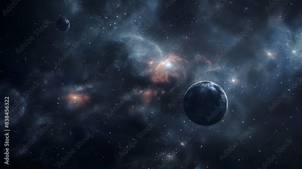 Mesmerizing Cosmic Landscape with Luminous Nebula and Distant Planets in the Vast Universe Mesmerizing Cosmic Landscape with Luminous Nebula and Distant Planets in the Vast Universe