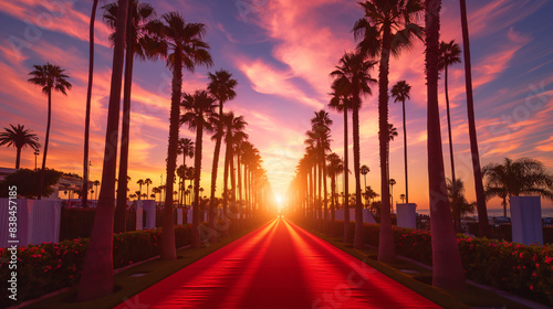 Fototapeta Naklejka Na Ścianę i Meble -  Scenic sunset at red carpet event 