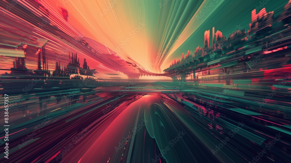 Obraz premium Futuristic Glitchscape Abstract Background