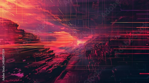 Futuristic Glitchscape Abstract Background photo