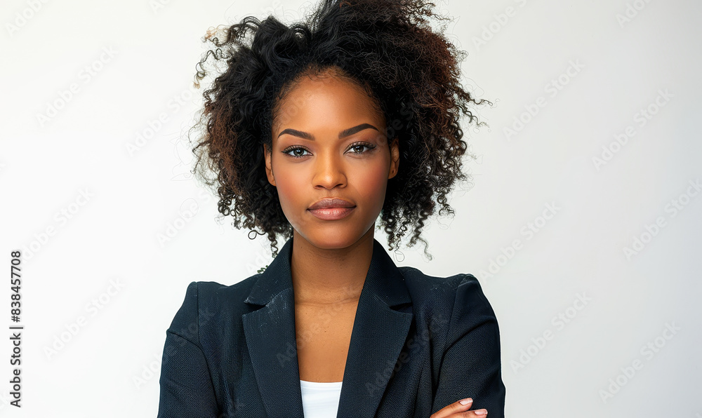 Confident African American Businesswoman with Crossed Arms in ...