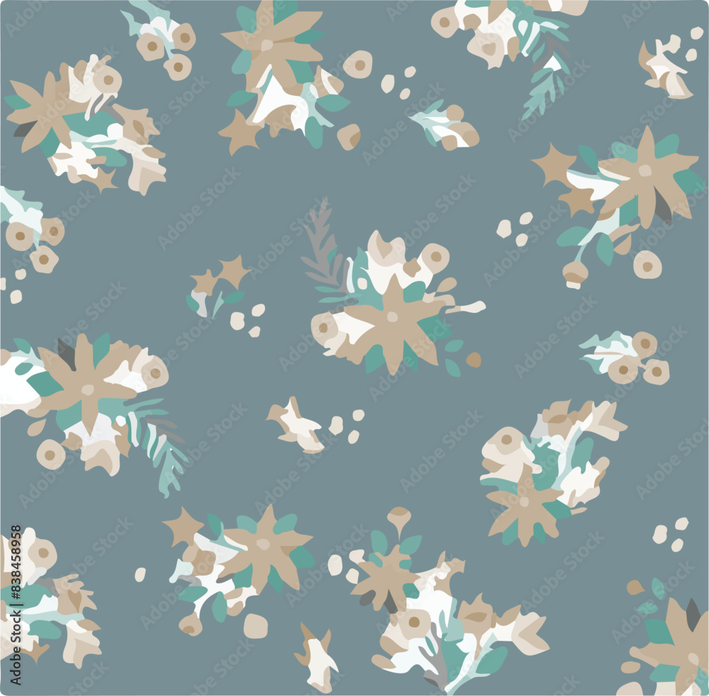 Obraz premium Graphical abstract seamless pattern. Vector illustration fabric wallpaper background textured. Abstract flowers