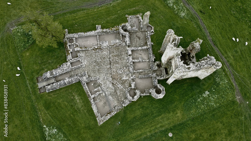 Ruins of 14th Century Castle at Edlingham with its solar tower, Northumberland, England, UK photo