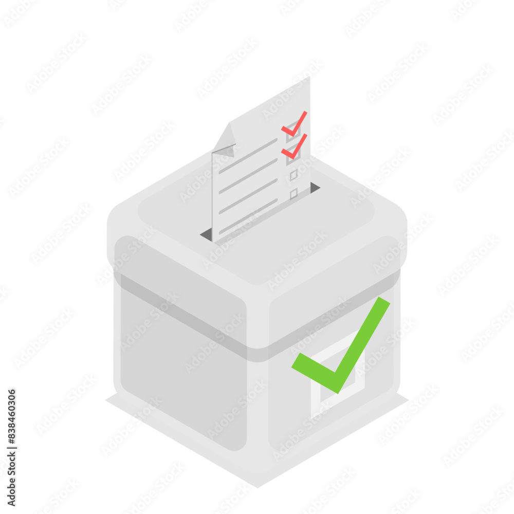 3D Isometric Flat Illustration of Voting Box Set, Poll and Survey. Item 3 3D Isometric Flat Illustration of Voting Box Set, Poll and Survey. Item 3