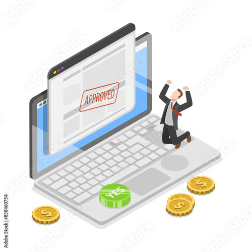 3D Isometric Flat Illustration of Personal Loan, Mortgage Approval. Item 3