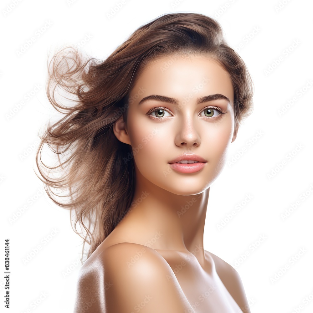 photostock Portrait of a beautiful young woman bright skin on studio background