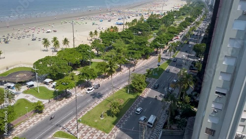 aerial view of Santos' city beach side