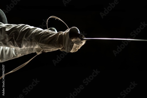 Fencing Action Shot: A Fencer Performing a Disengage Manoeuvre, Highlighting Blade and Hand Movements