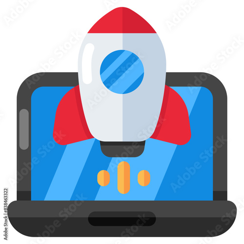 Conceptual flat design icon of system launch