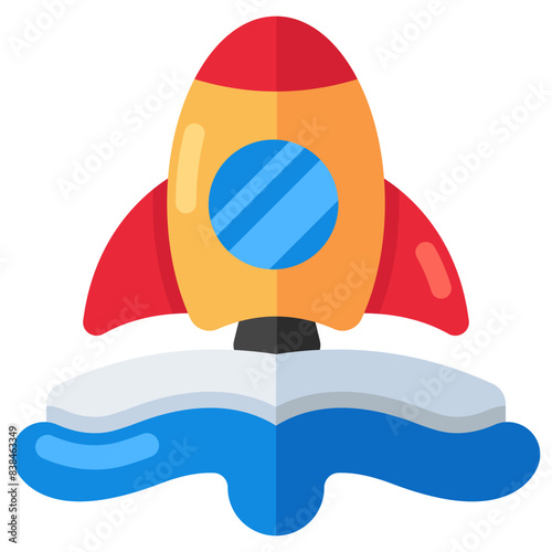 Conceptual flat design icon of launch