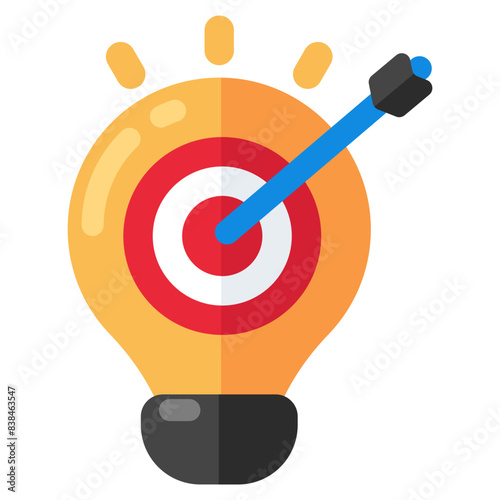 Dartboard with lightbulb denoting concept of target idea