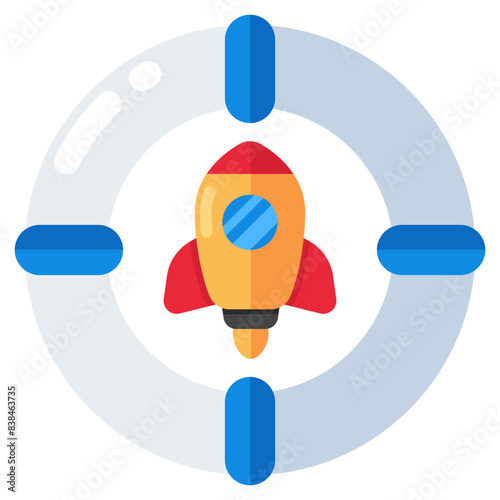 Conceptual flat design icon of launch