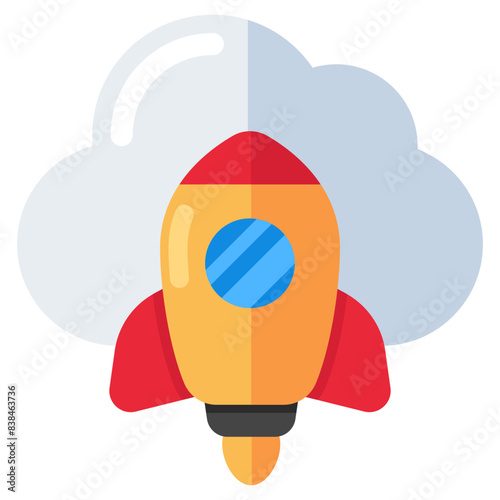 Conceptual flat design icon of launch