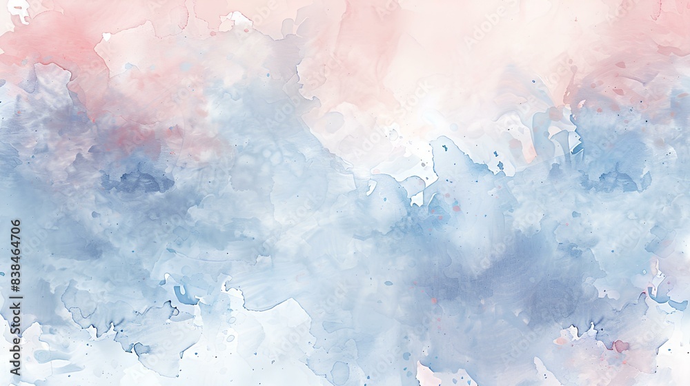light watercolor wash in pastel pink and blue hues.