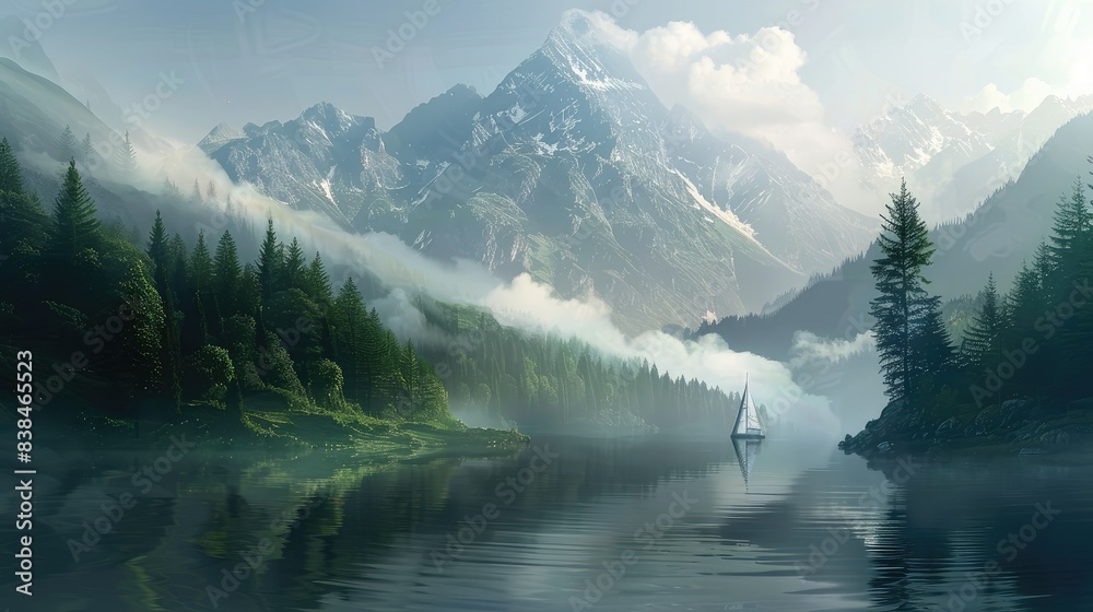 Naklejka premium lake in the mountains