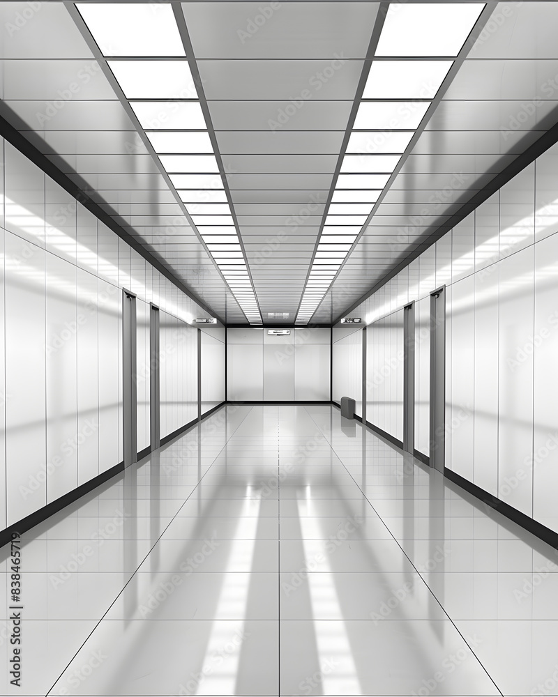 Obraz premium Empty modern white room with lights and shadows of window mock up