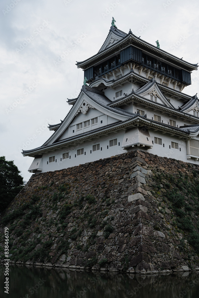 Close-Up of Traditional Japanese Castle and Trees Close-Up of Traditional Japanese Castle and Trees