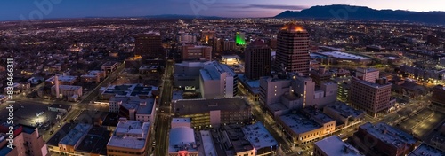 4K Ultra HD Aerial Establishing Shot of Fresno, California at Sunrise in Autumn