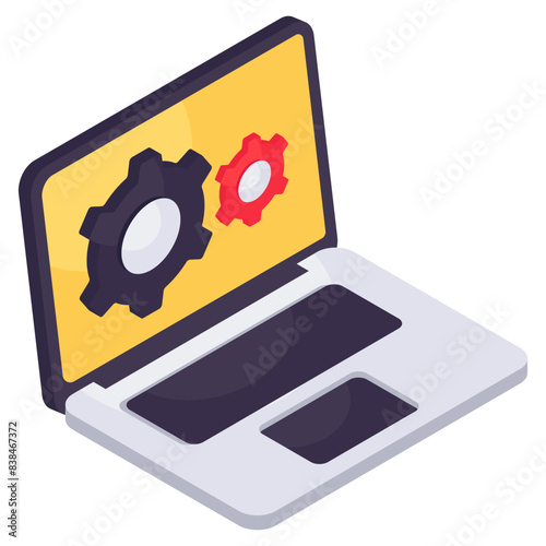 A trendy design icon of laptop settings