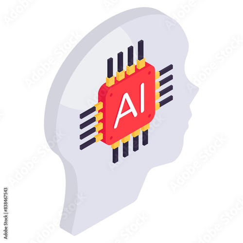 A trendy design icon of ai brain