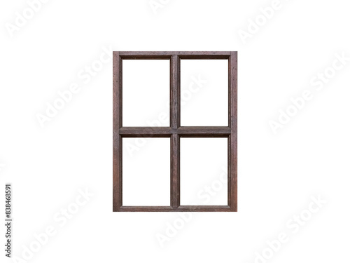 Obraz na płótnie Brown wooden window isolated on transparent background.