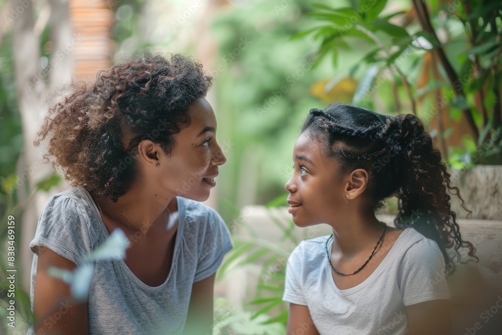Mother and Daughter Having a Conversation About Family Planning and Future Goals, Promoting Open Family Discussions Mother and Daughter Having a Conversation About Family Planning and Future Goals, Promoting Open Family Discussions