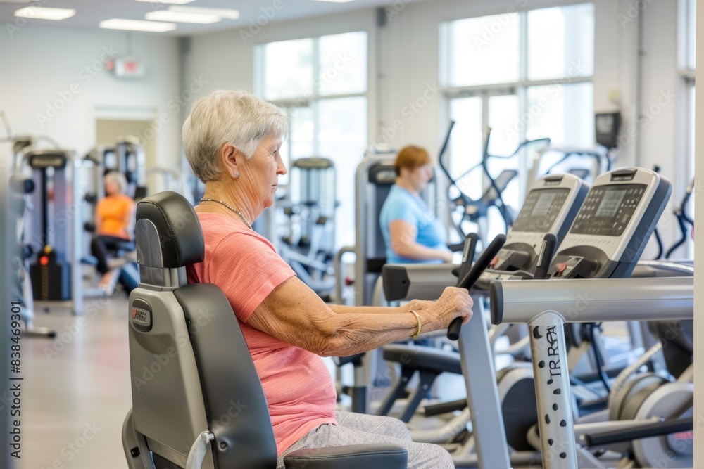 Senior-Friendly Gym with Elderly Participants Using Specialized Equipment Promoting Physical Fitness for Seniors Senior-Friendly Gym with Elderly Participants Using Specialized Equipment Promoting Physical Fitness for Seniors