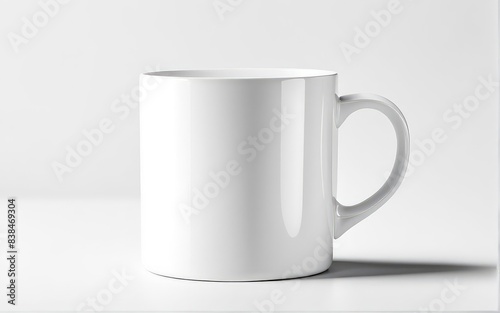 white glass mug mockup on white background